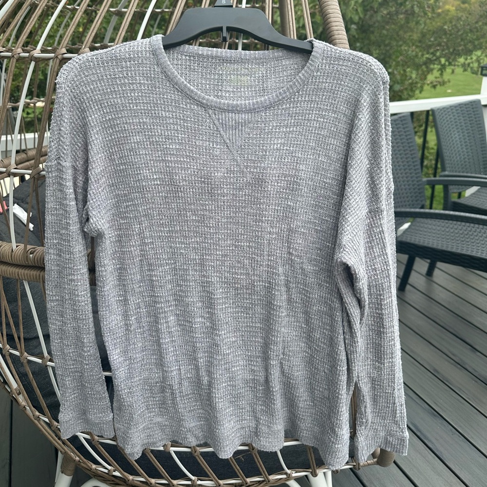 Heather Grey American Eagle Waffle Knit Sweater